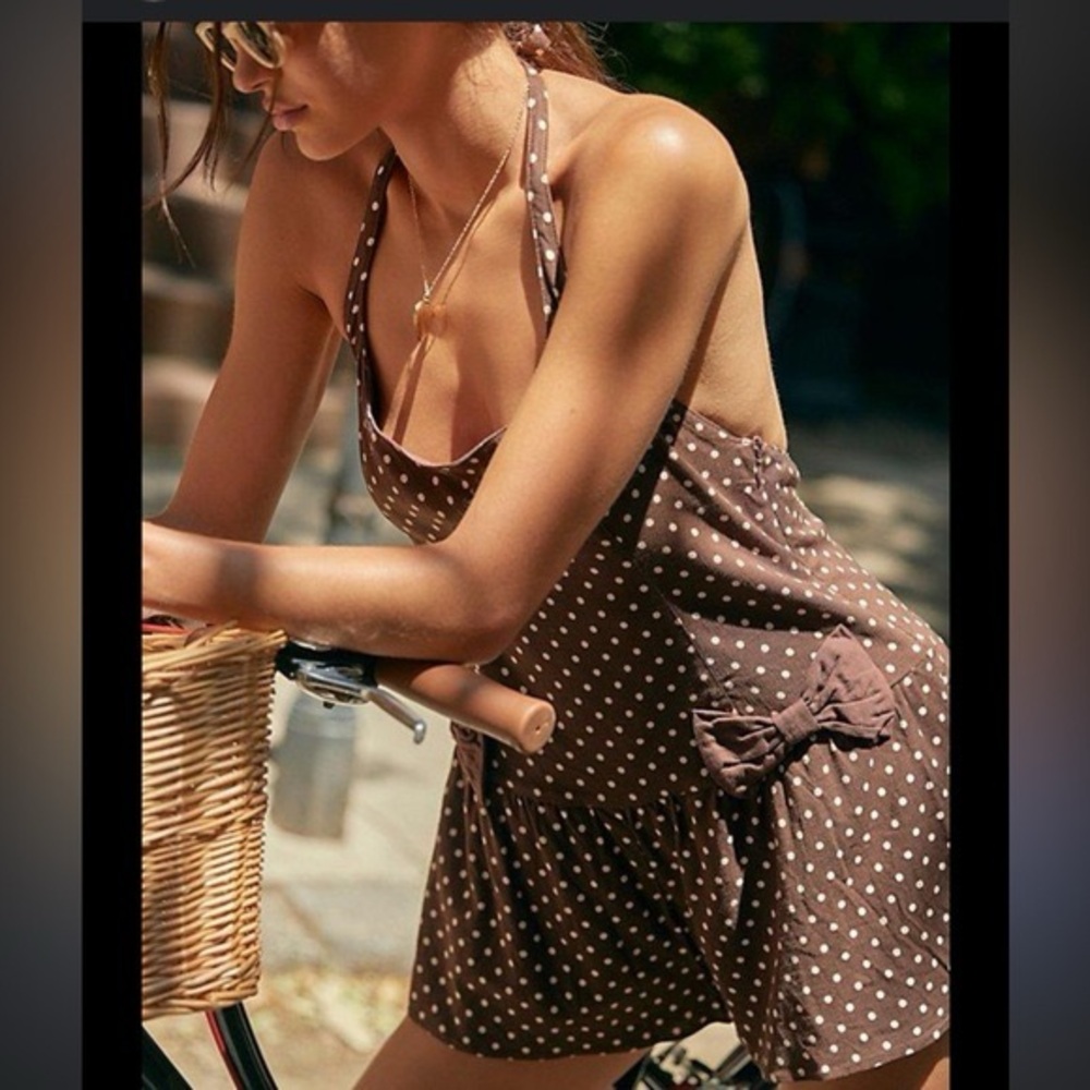 FREE PEOPLE HIGH STRUNG POLKA DOT ROMPER